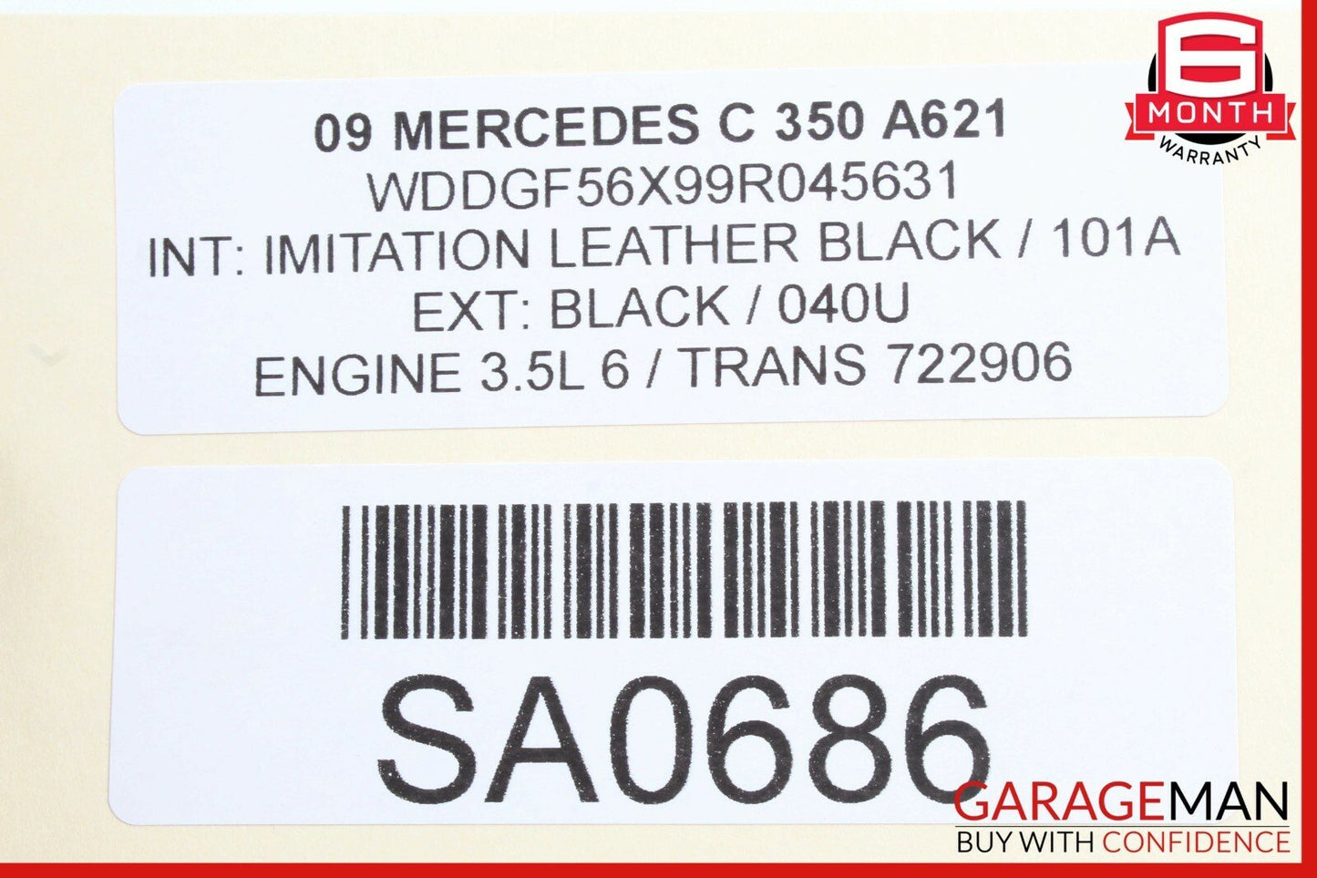 08-14 Mercedes W204 C350 AMG Sport Right Passenger Side Skirt Rocker Panel Black