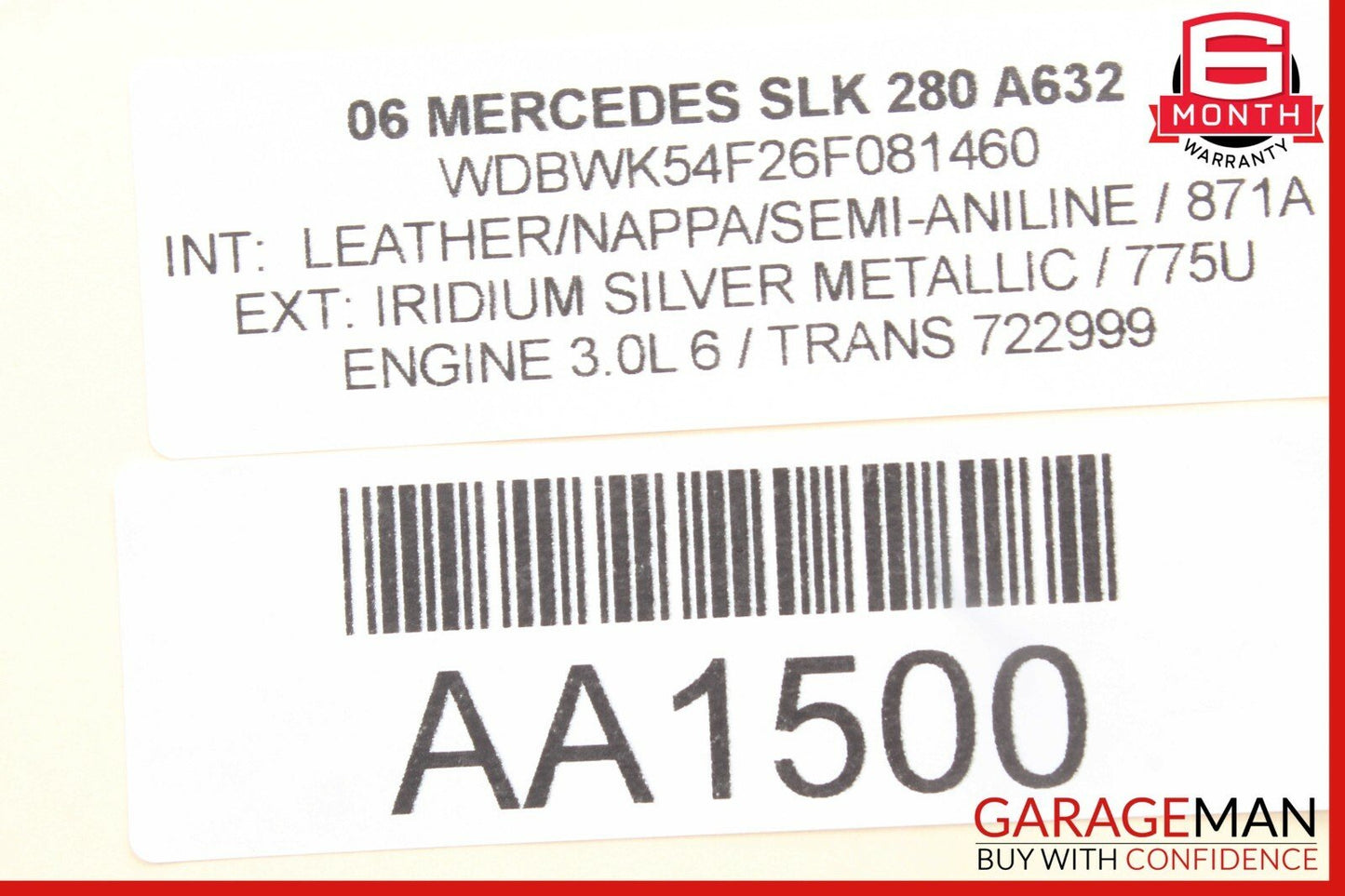 05-11 Mercedes R171 SLK280 Right Side Sun Visor Sunvisor Shade Black OEM