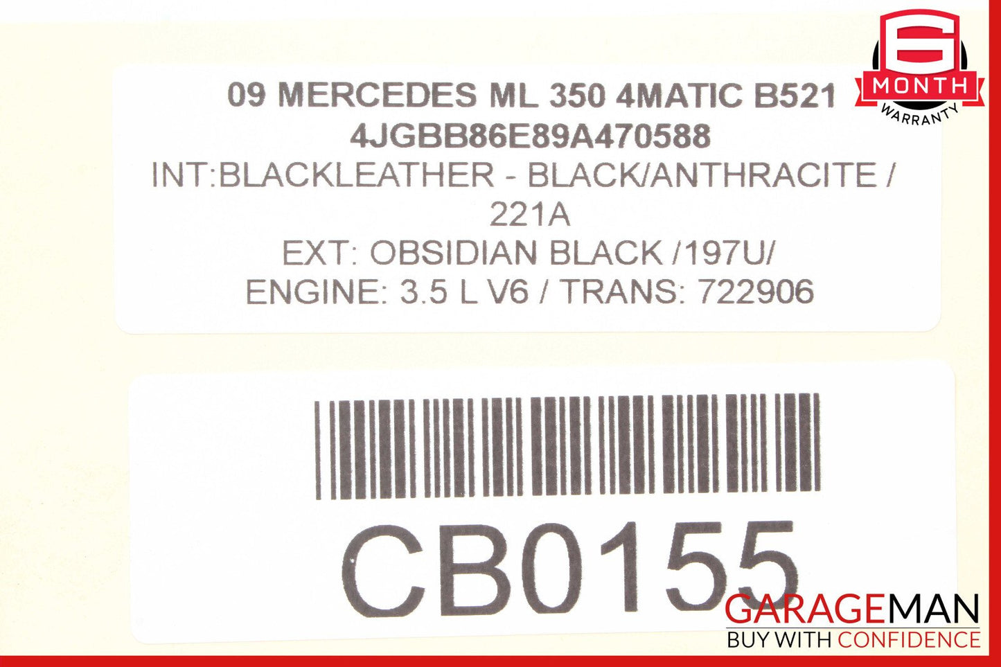 06-11 Mercedes W164 ML350 ML63 AMG ML550 ML500 Front Lower Radiator Support OEM