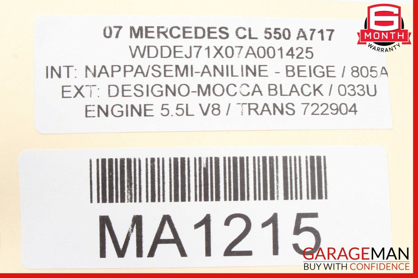 07-14 Mercedes W216 CL550 S350 Rear Center Console AC A/C Air Vent Trim Beige