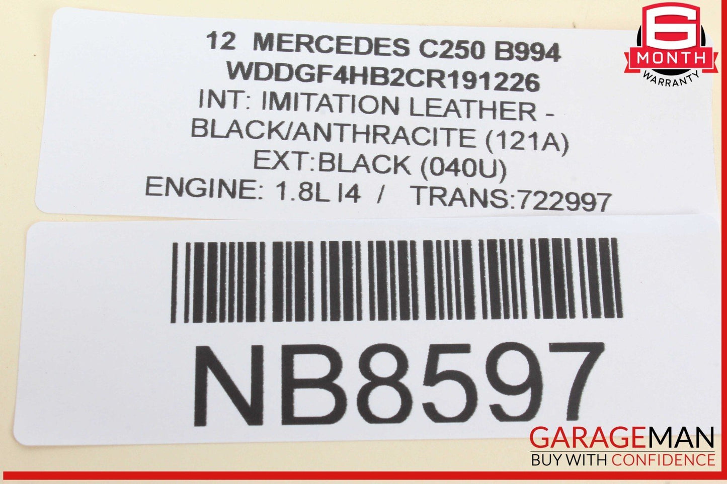 08-14 Mercedes W204 C250 C300 Left Side Roof Curtain Airbag Air Bag OEM