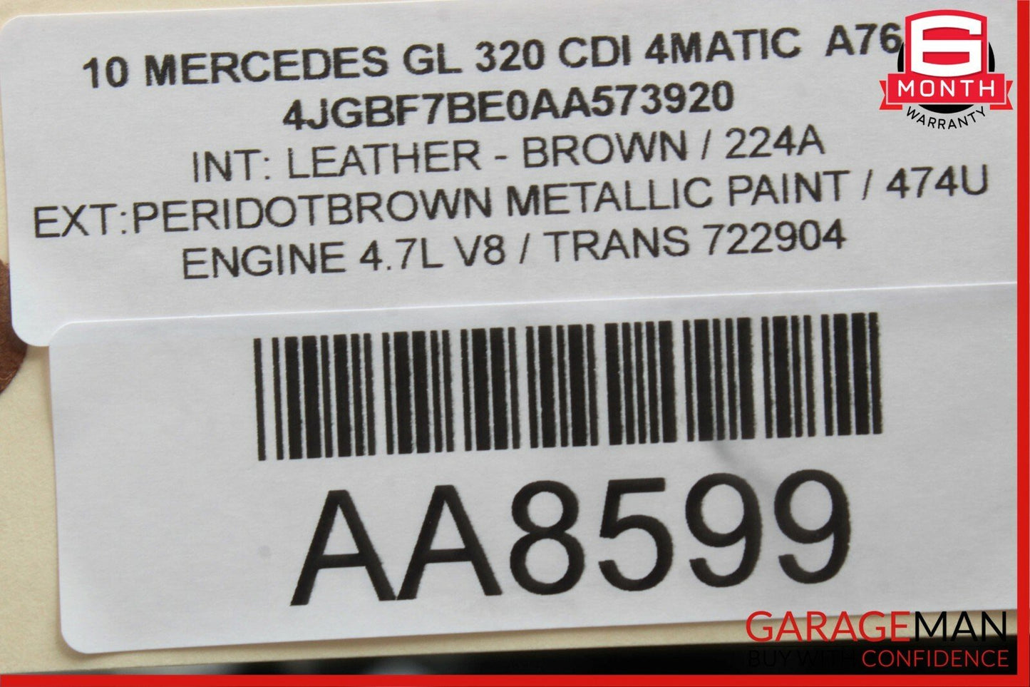 06-12 Mercedes X164 GL320 Speaker Door Mirror Cover Right Side Brown OEM
