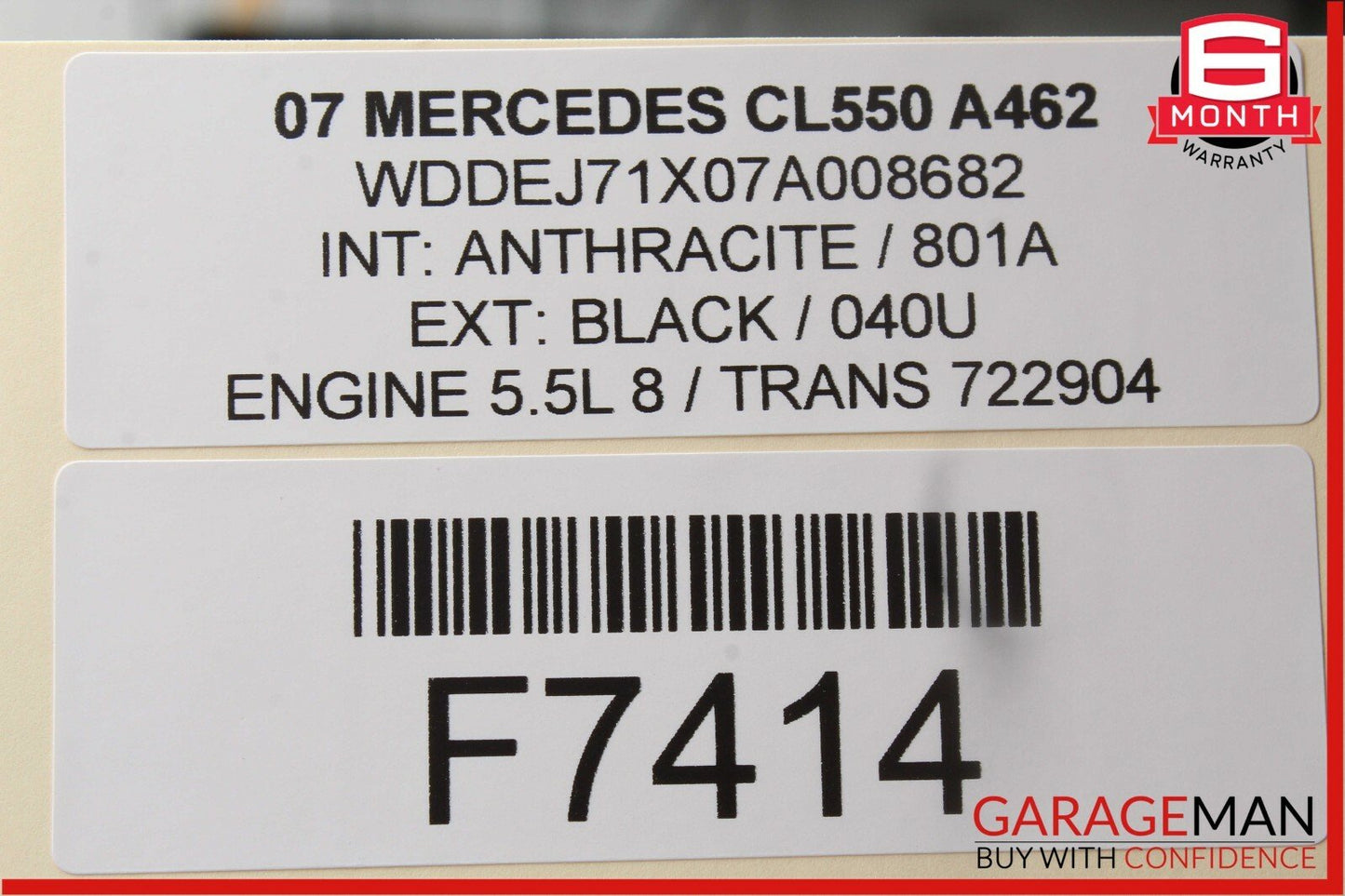 07-13 Mercedes W216 CL550 S550 Front Right Side Sun Visor Sunvisor Shade Cover
