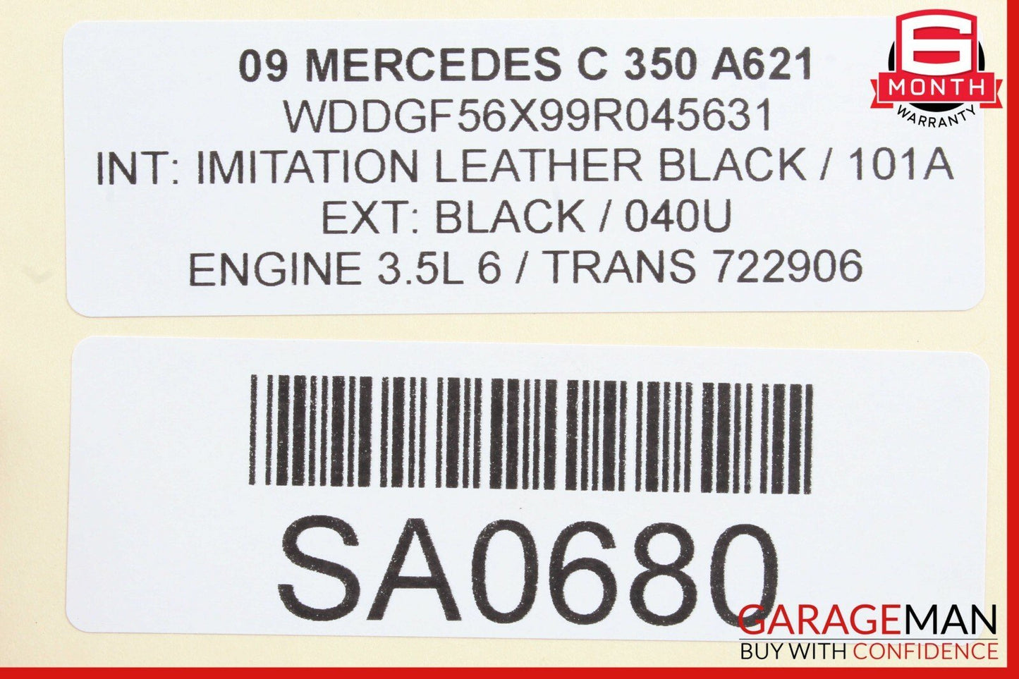 08-14 Mercedes W204 C300 C350 Front Right Side Top Upper Seat Cushion Black