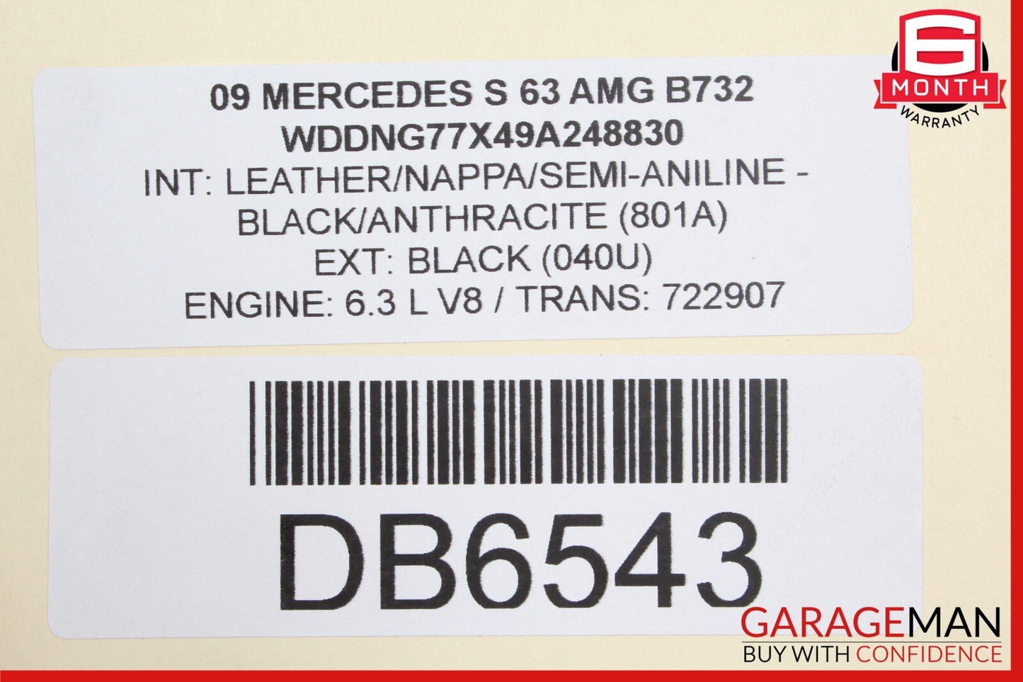 08-09 Mercedes W221 S63 AMG Front Right Passenger Side Door Panel Black OEM