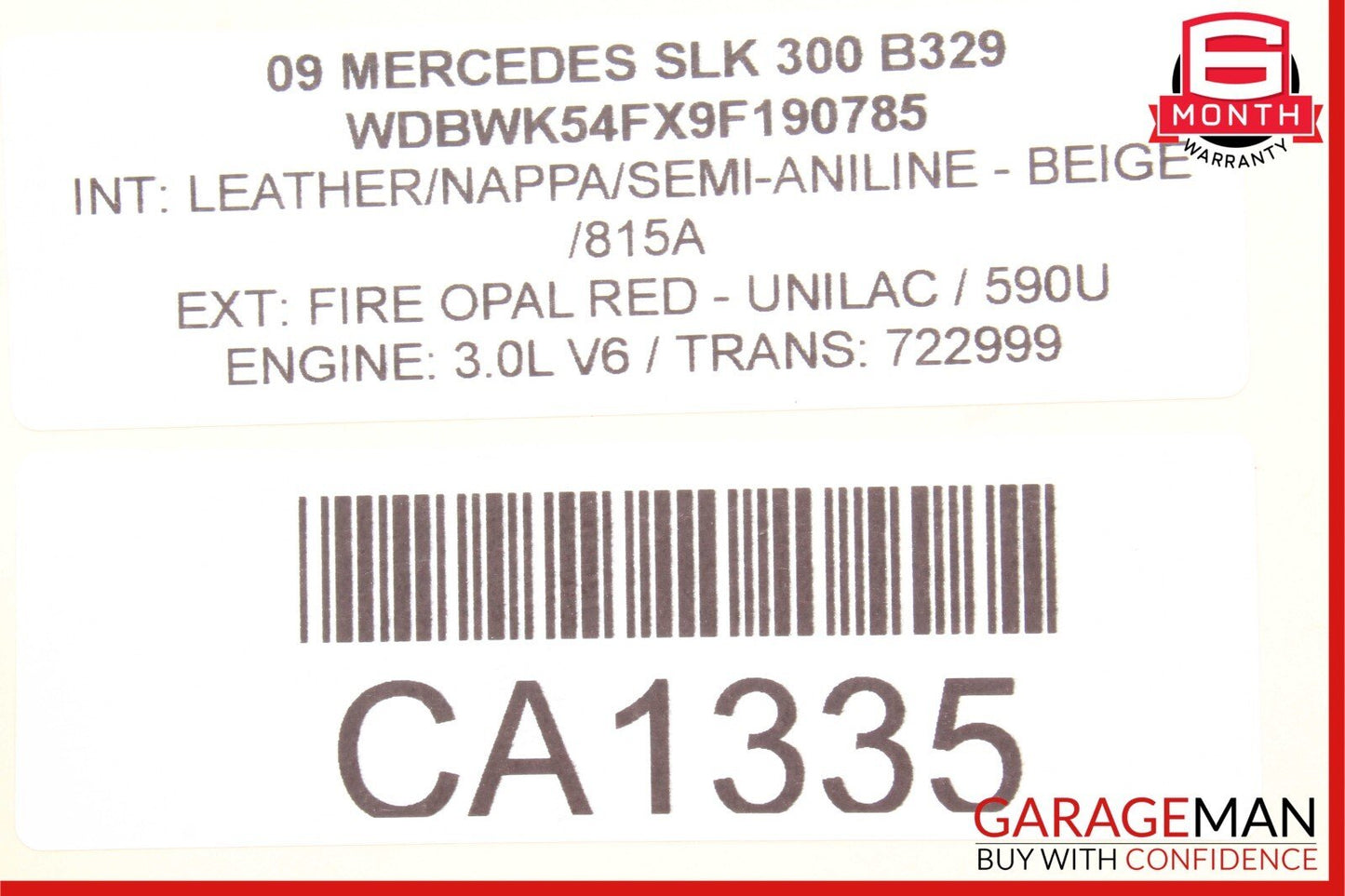 05-11 Mercedes R171 SLK280 SLK300 Convertible Roof Right Side Trunk Lid Cylinder