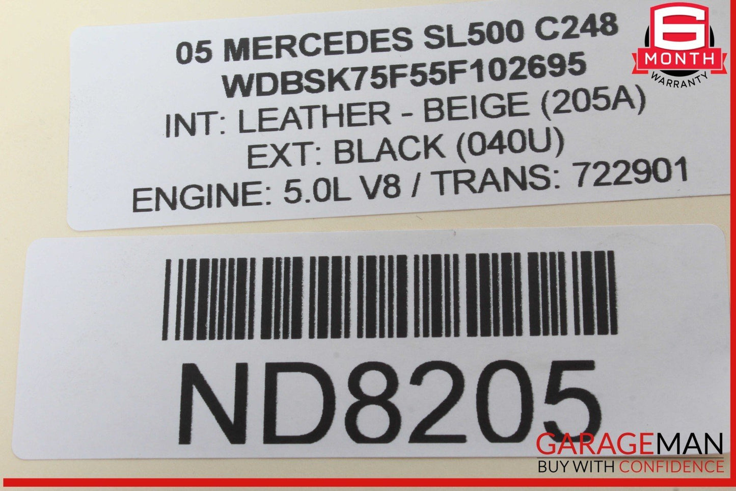 03-12 Mercedes R230 SL500 SL550 Convertible Left Lock Pawl Cylinder OEM