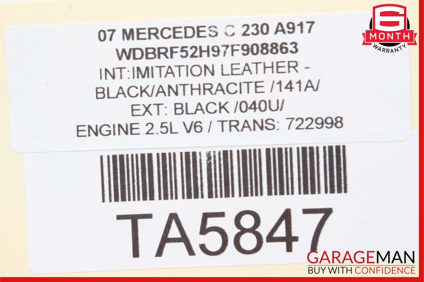 05-07 Mercedes W203 C280 C230 Front Right Side Exterior Door Handle Black