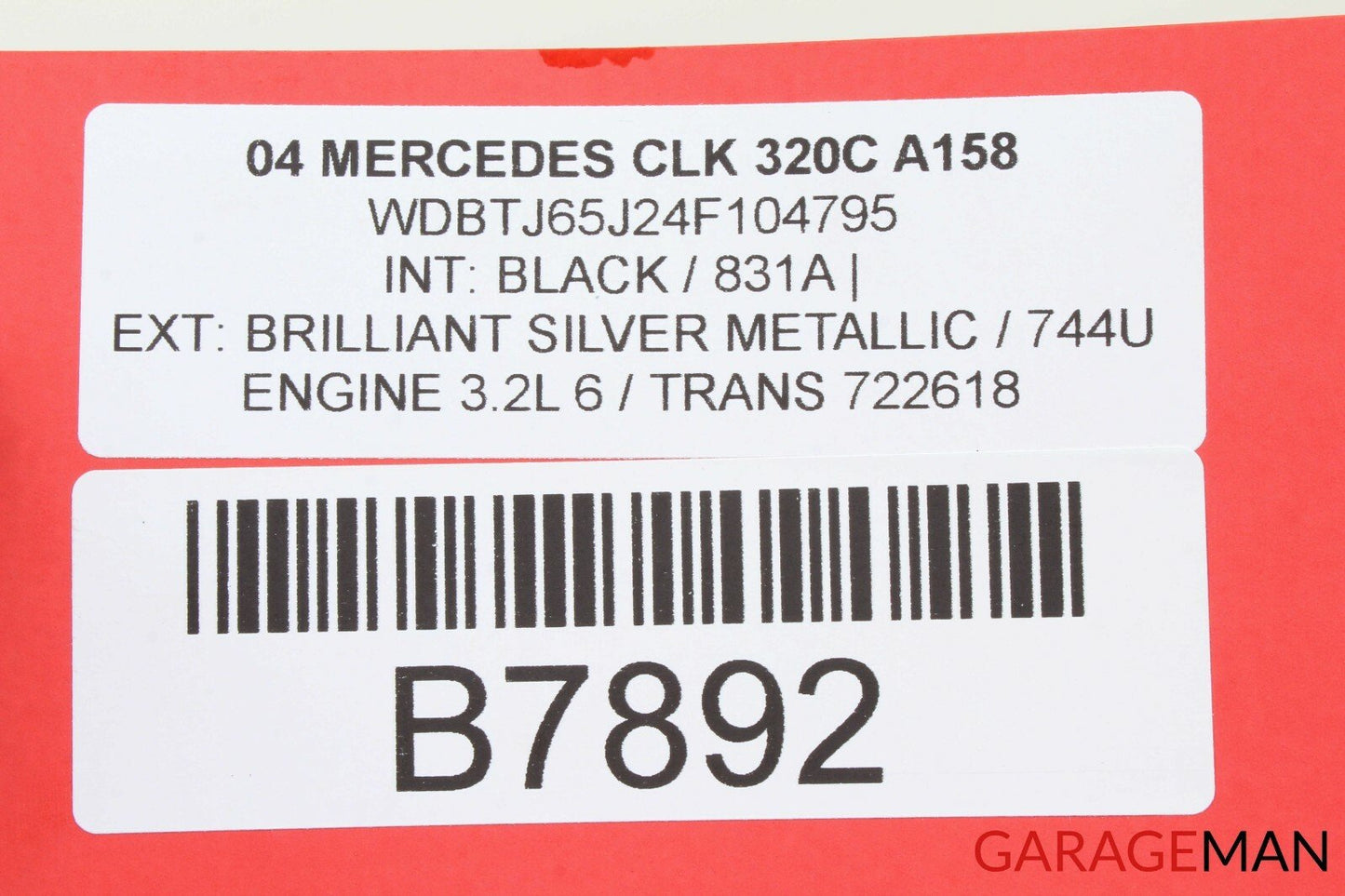 03-09 Mercedes W209 CLK320 CLK500 Rear Trunk Lid License Plate Holder Panel OEM