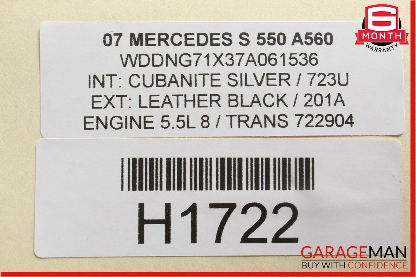 07-09 Mercedes W221 S450 S550 Front Left or Right Seat Headrest Head Rest Black