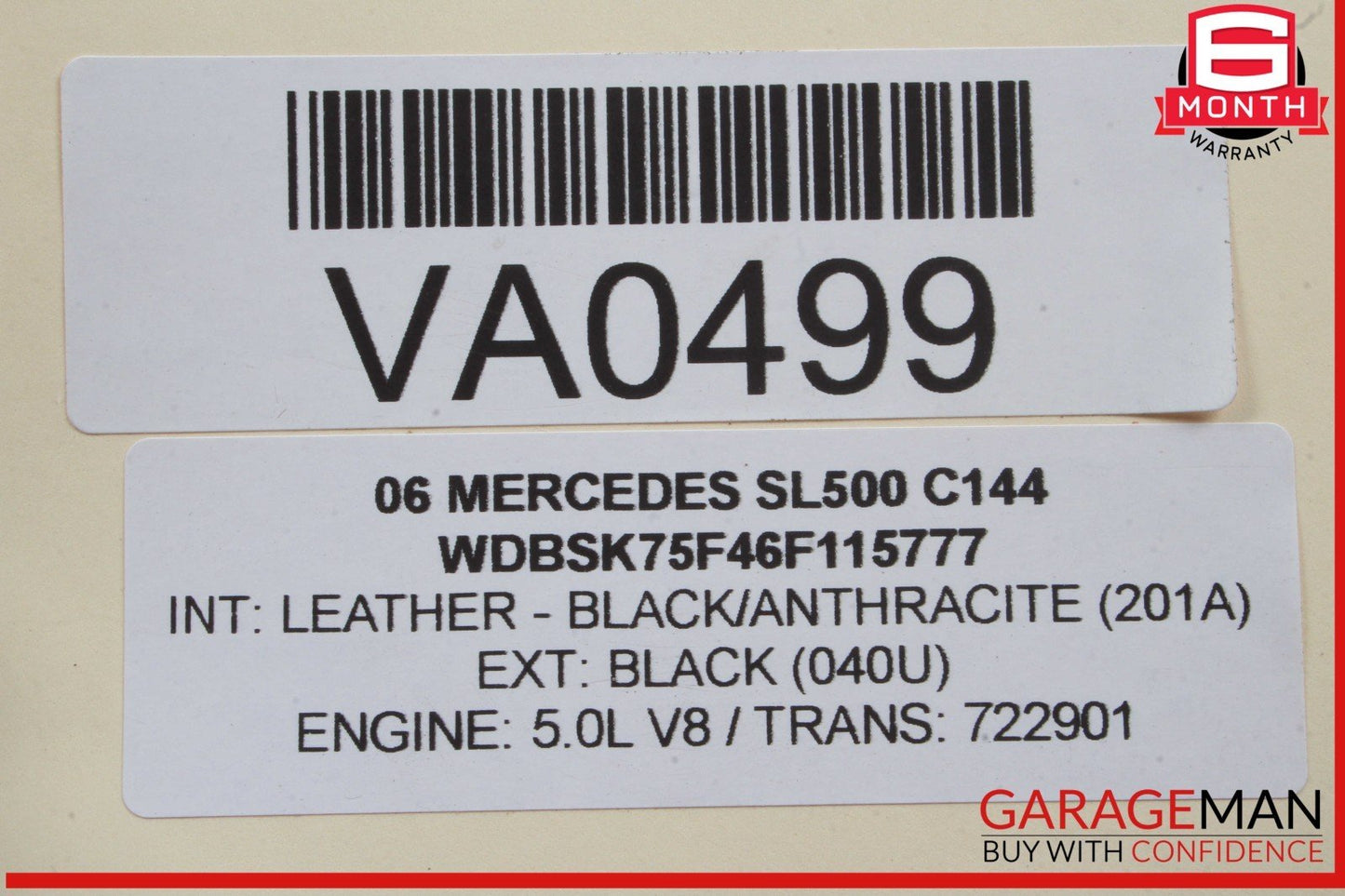 03-12 Mercedes R230 SL500 SL55 AMG Left Trunk Lock Frame Cylinder 2307901371 OEM