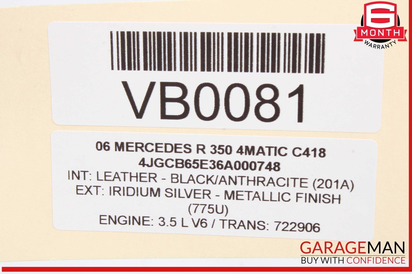 06-13 Mercedes W251 R350 4MATIC Front Right Side Window Regulator Motor OEM