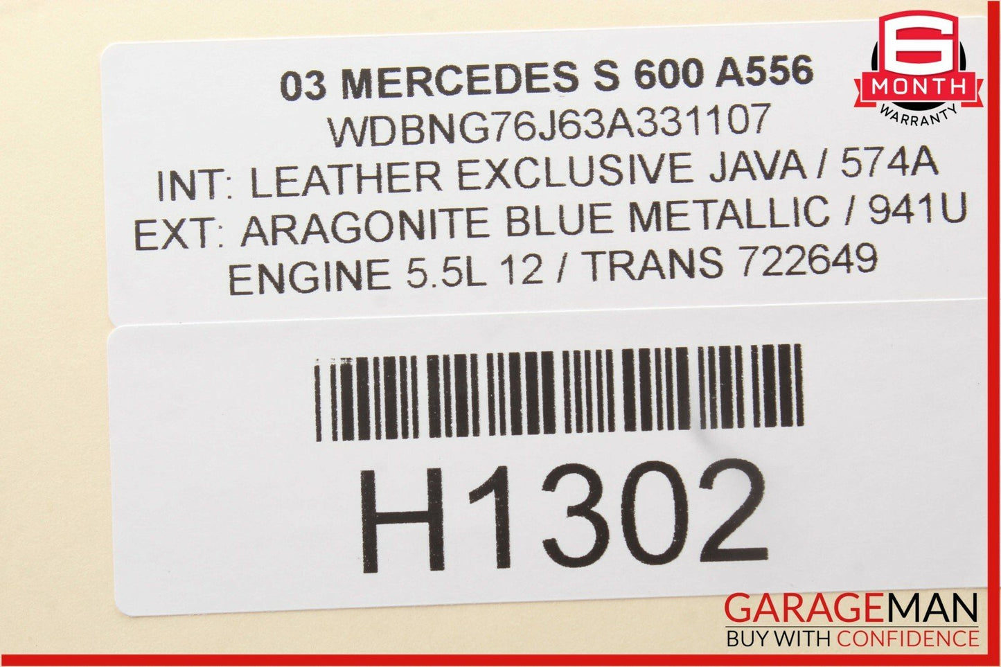 03-06 Mercedes W220 S600 Rear Right Side Lower Bottom Seat Cushion 2209200422