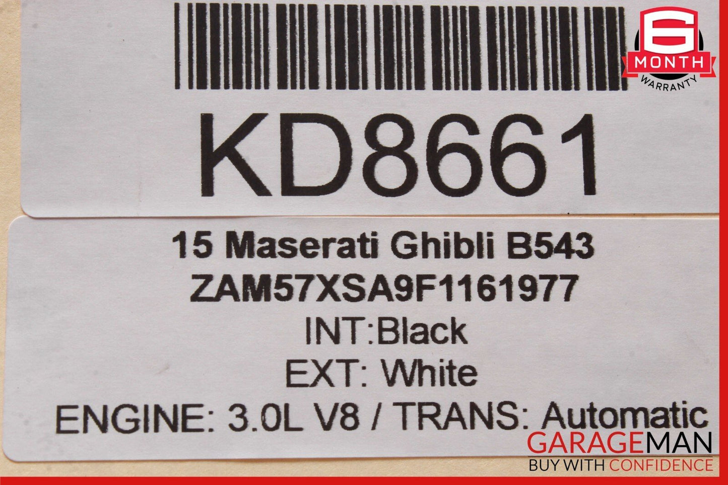 14-17 Maserati Ghibli M157 Top Roof Shark Fin Antenna White OEM