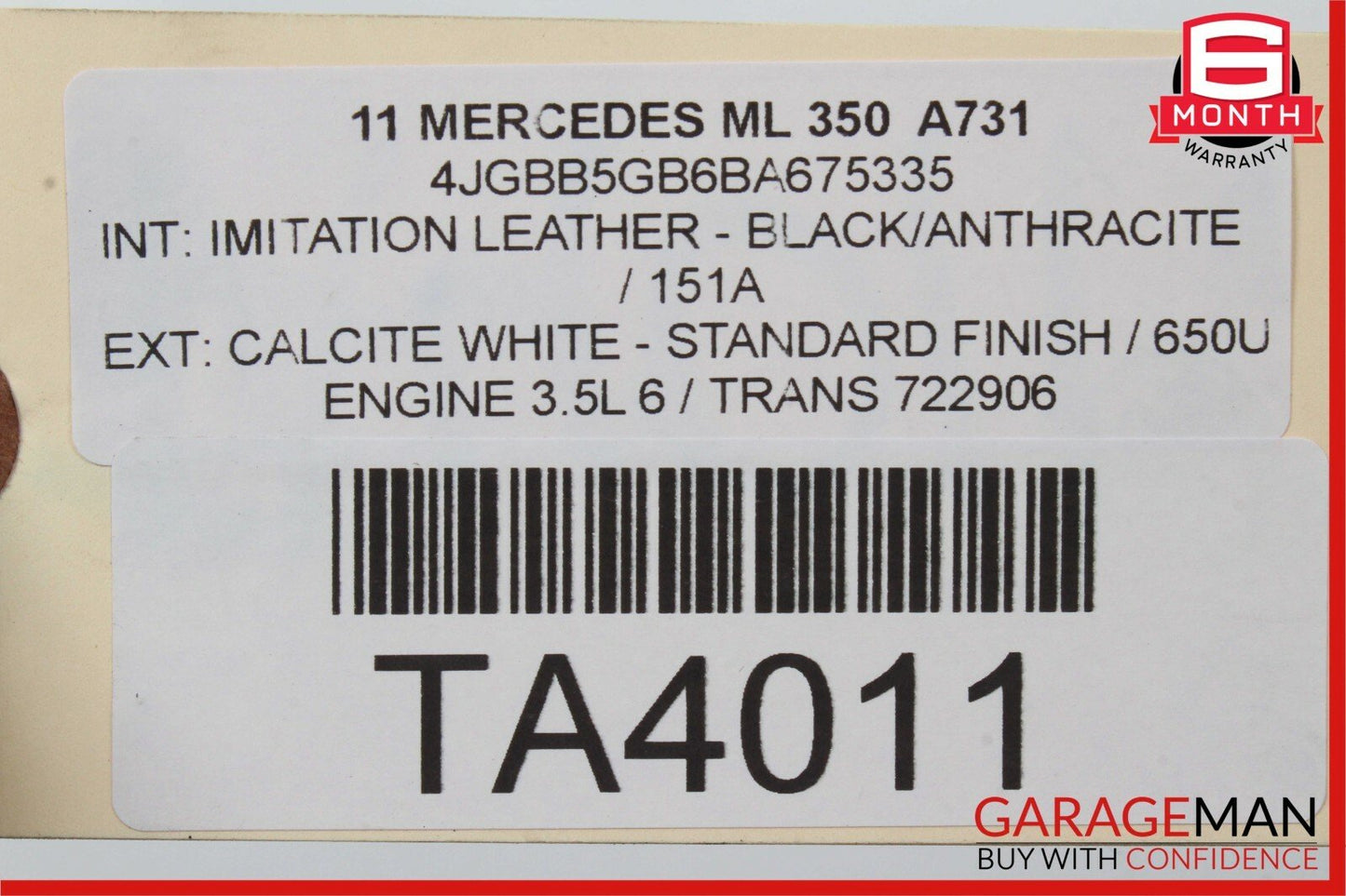 06-12 Mercedes W164 ML350 GL450 Rear Bumper Reinforcement Impact Bar OEM