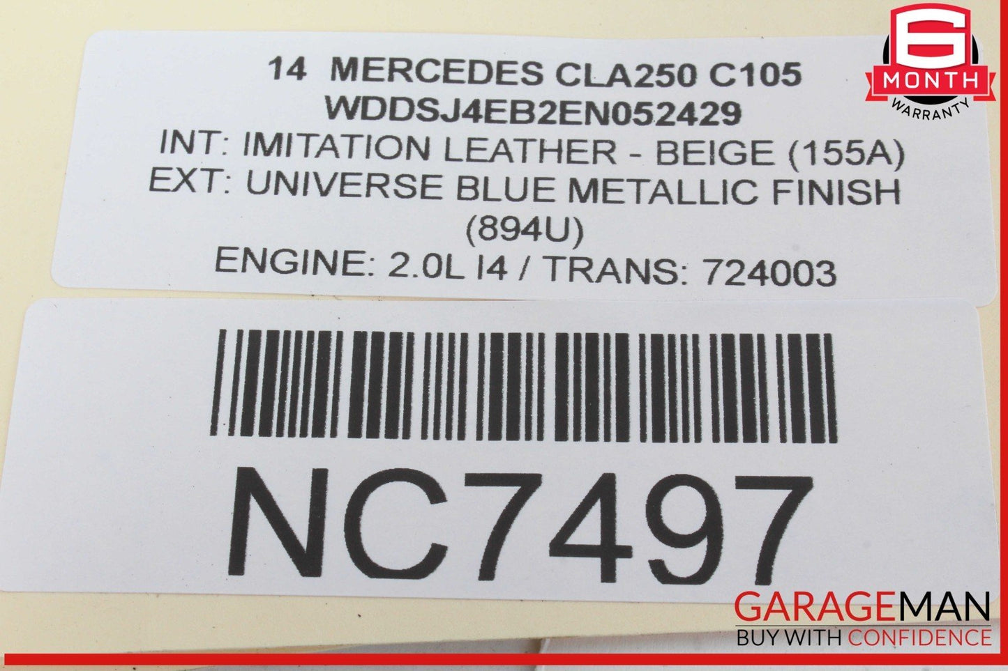 08-21 Mercedes W117 CLA250 C300 GLK350 Rear Overhead Dome Light OEM