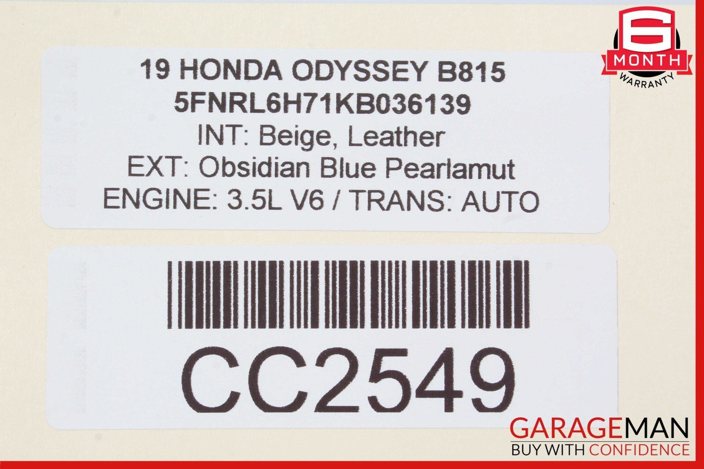 18-23 Honda Odyssey Front Right Passenger Side Interior Door Panel Assembly OEM