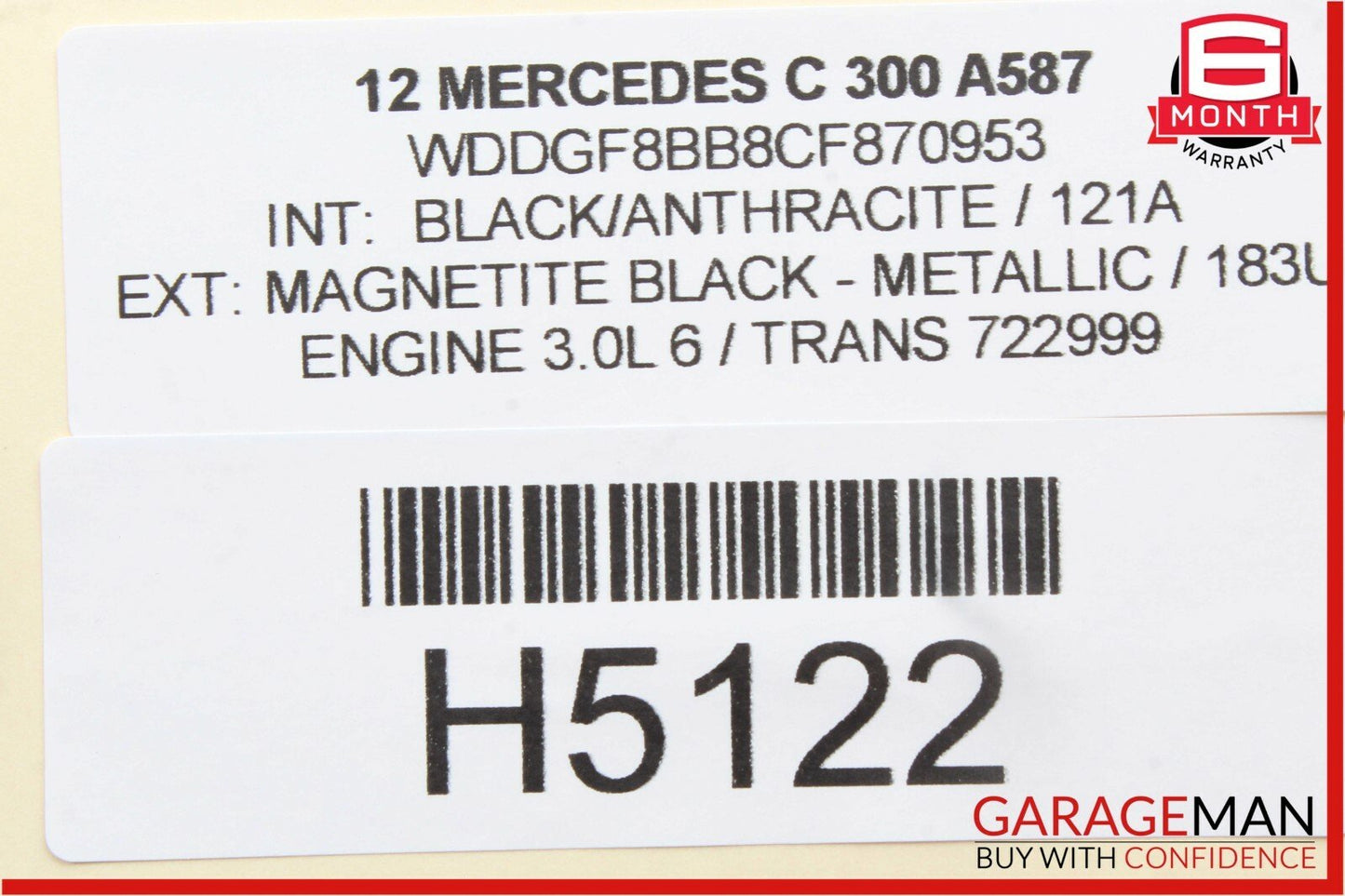 08-14 Mercedes W204 C300 Rear Overhead Dome Light Lamp Reading Map Black