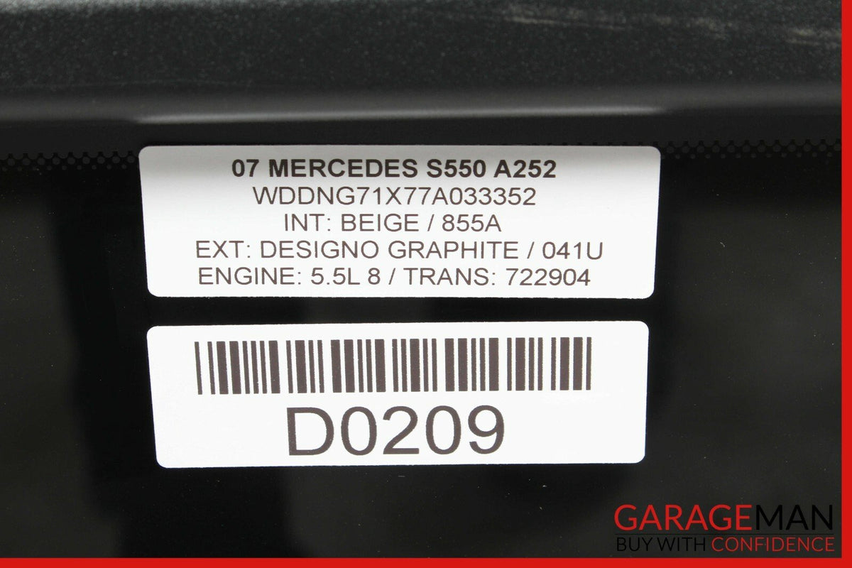 07-13 Mercedes W221 S550 S600 S63 AMG Center Middle Panoramic Roof Glass OEM