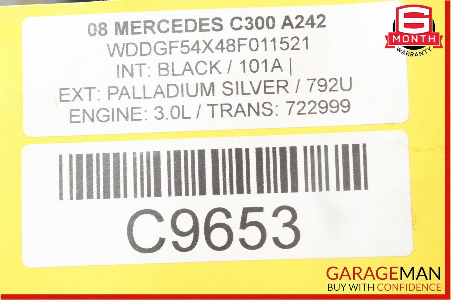 08-11 Mercedes W204 C250 C300 Driver 3 Spoke Steering Wheel Black Leather OEM