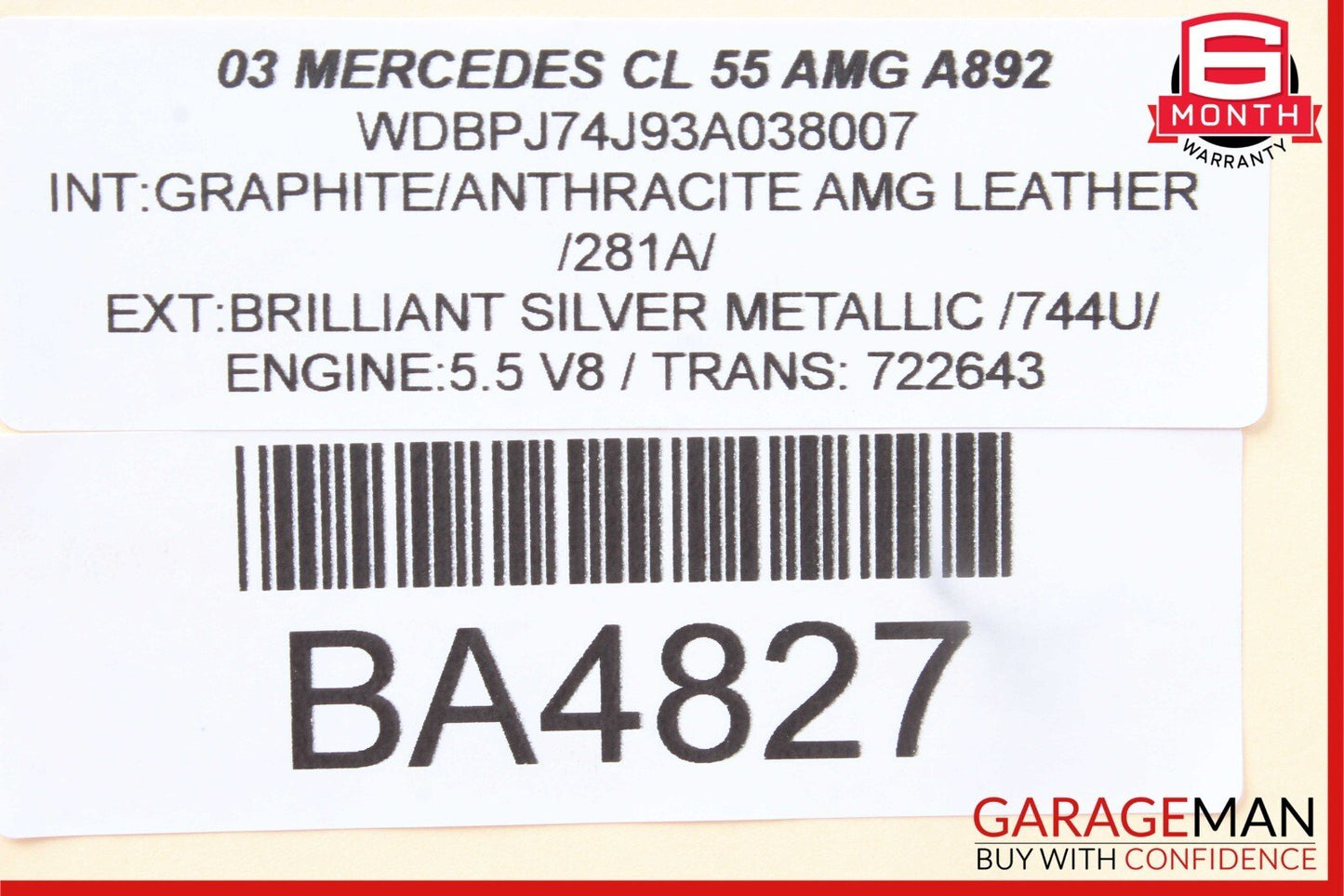 Mercedes W215 CL55 AMG SL500 Seat Belt Seatbelt Tension Sensor 2158600505 OEM
