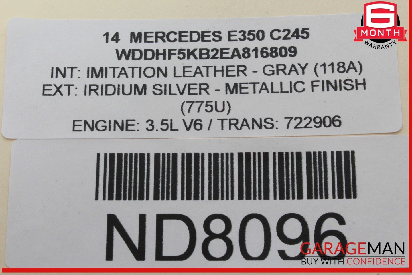 14-16 Mercedes W212 E350 E63 Rear Left Side Inner Taillight Tail Light Lamp OEM