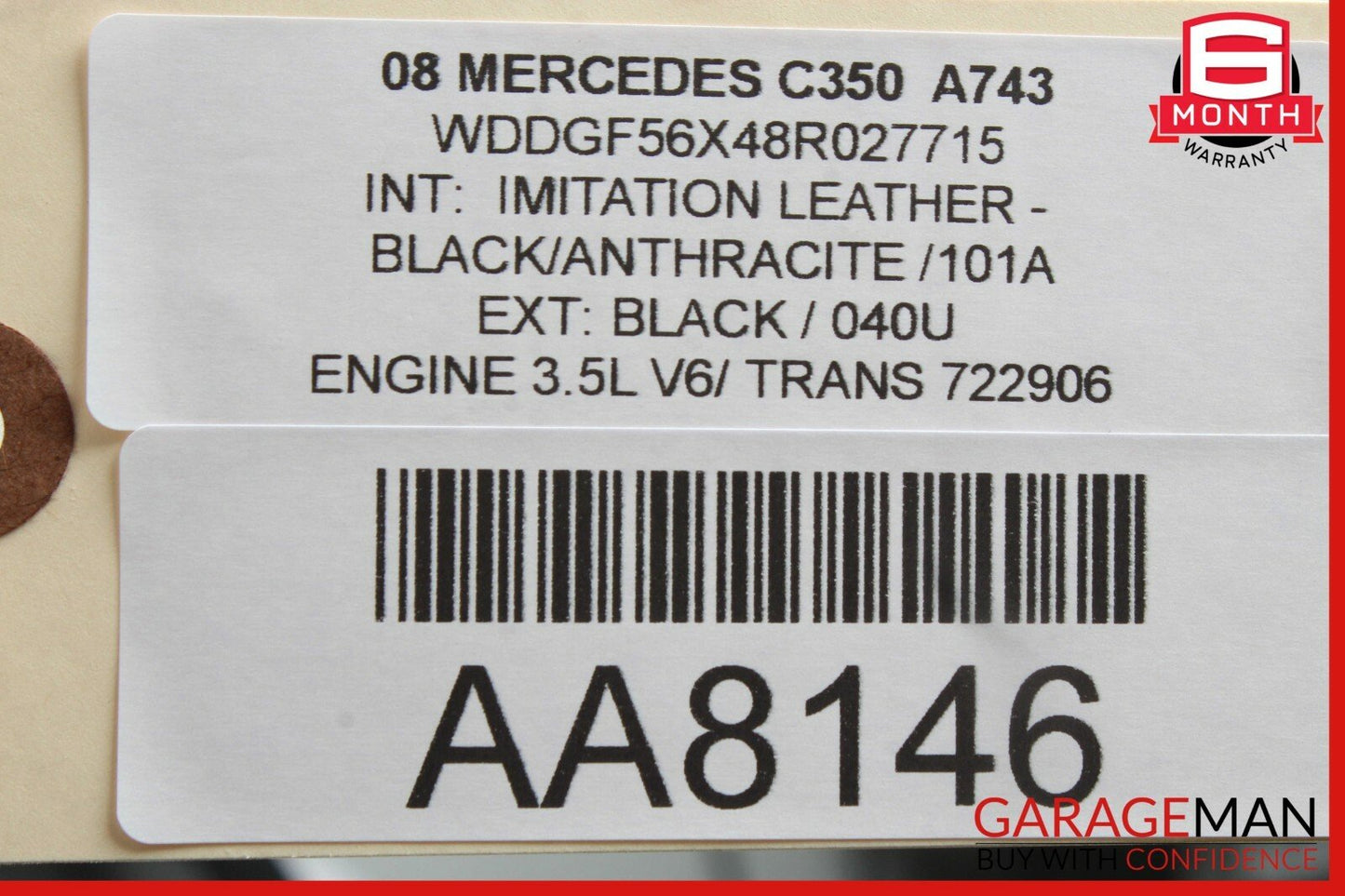 08-11 Mercedes W204 C350 Rear Left Driver Interior Door Panel Trim Black OEM