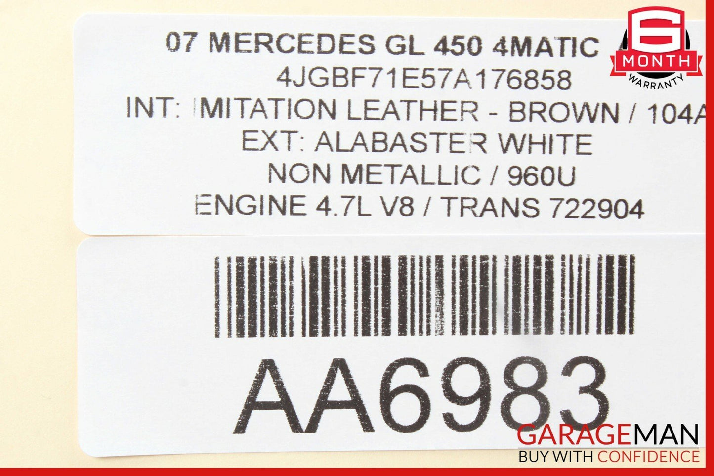 06-13 Mercedes ML450 GL450 Front Right Side Exterior Door Handle Assembly White