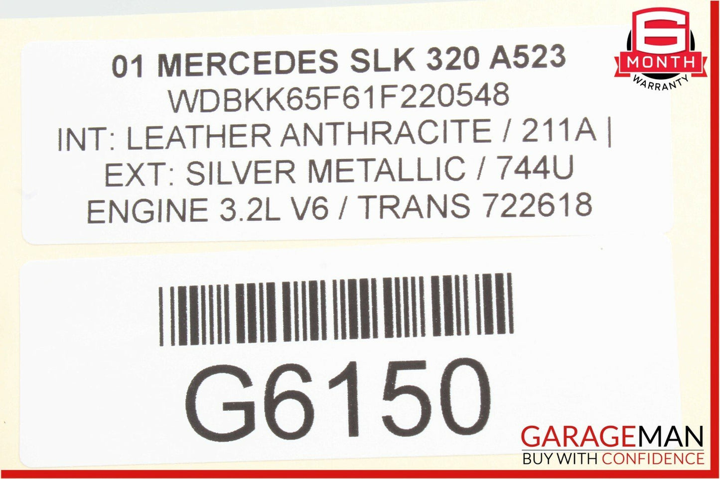 97-04 Mercedes R170 SLK320 Convertible Roof Hard Top Folding Panel Silver OEM