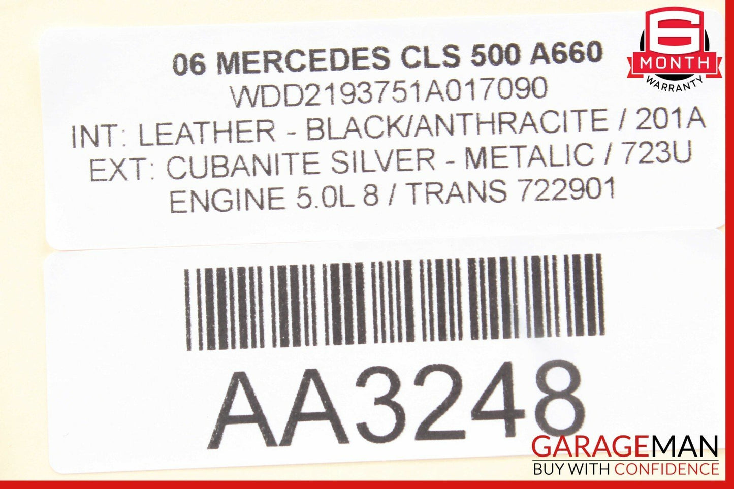 06-11 Mercedes W219 CLS500 Front Right Side Interior Door Panel Anthracite