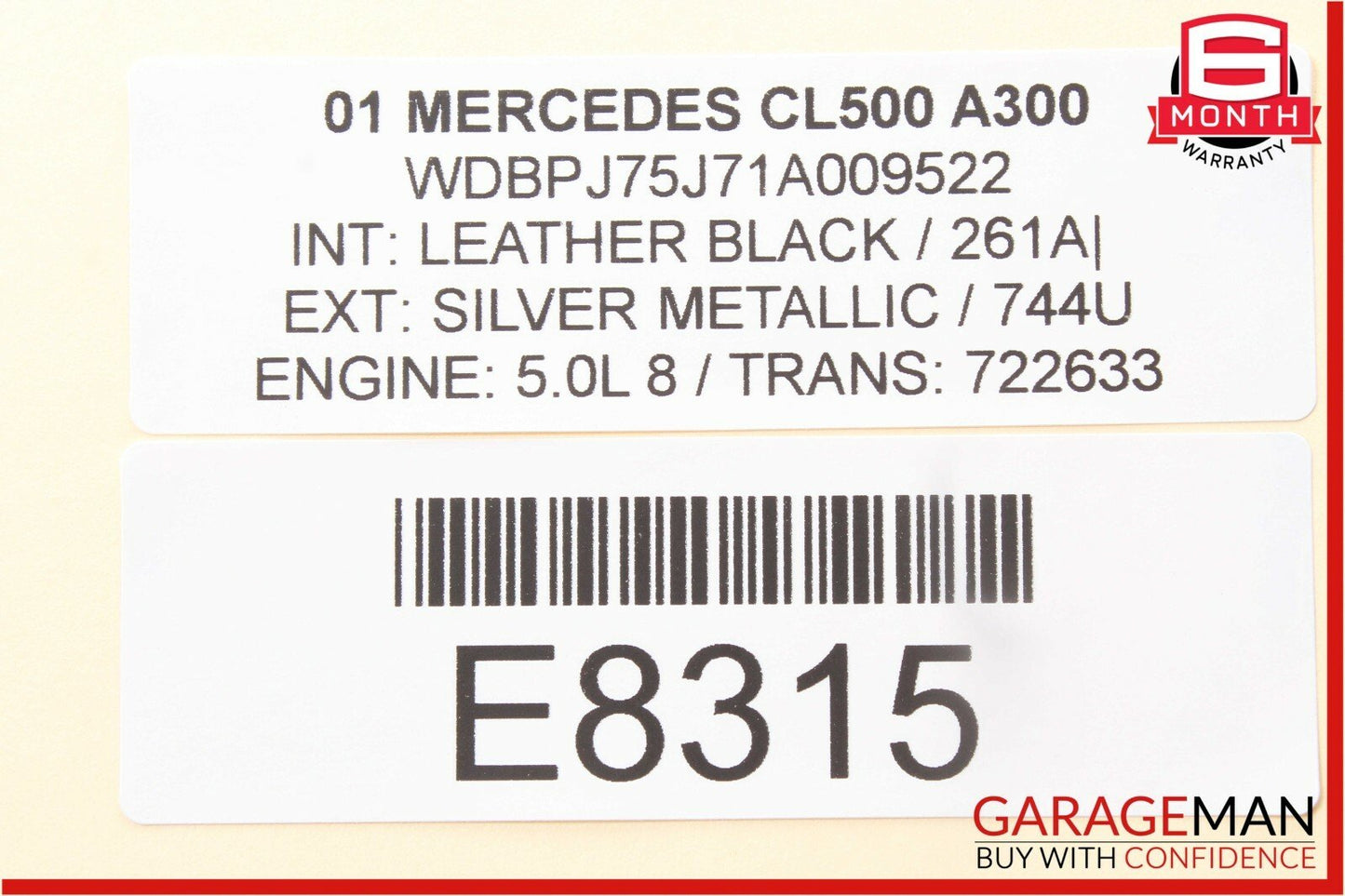 00-06 Mercedes W215 CL500 S500 Front Right Passenger Exterior Door Handle Grey