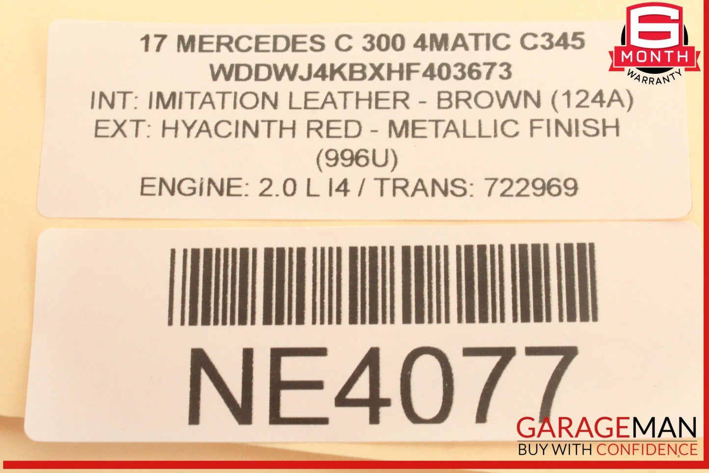 15-18 Mercedes W205 C300 4MATIC Front Drive Shaft Propeller 2044100000 OEM