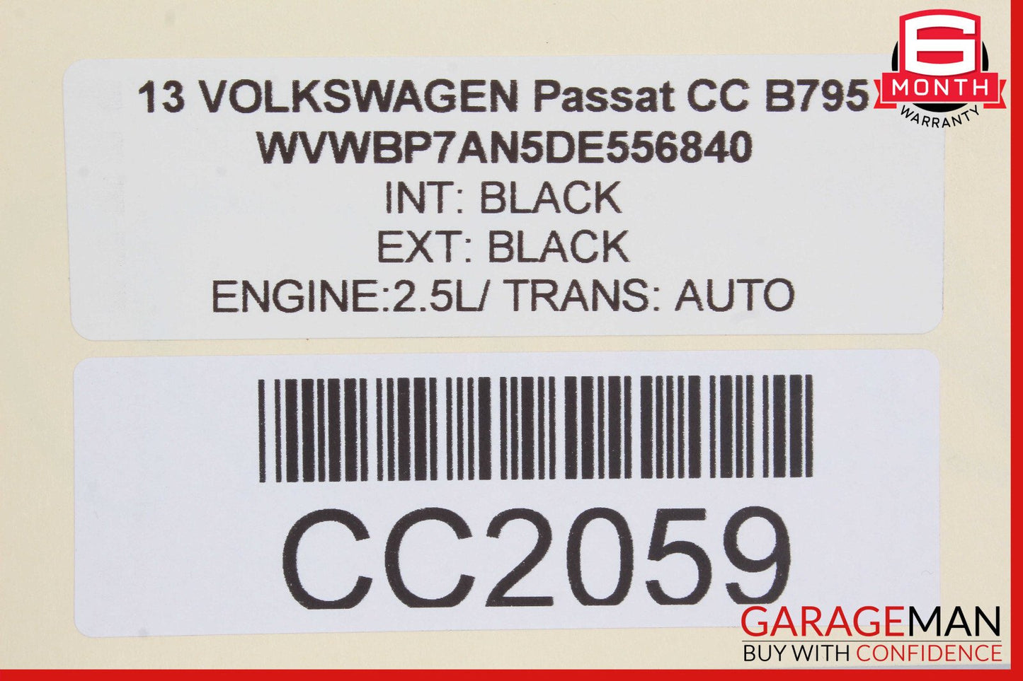 13-17 Volkswagen CC Rear Left Driver Side Interior Door Panel OEM