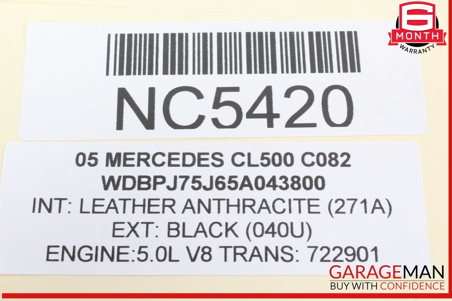00-06 Mercedes W215 CL500 Steering Column Control Switches Assembly Black OEM