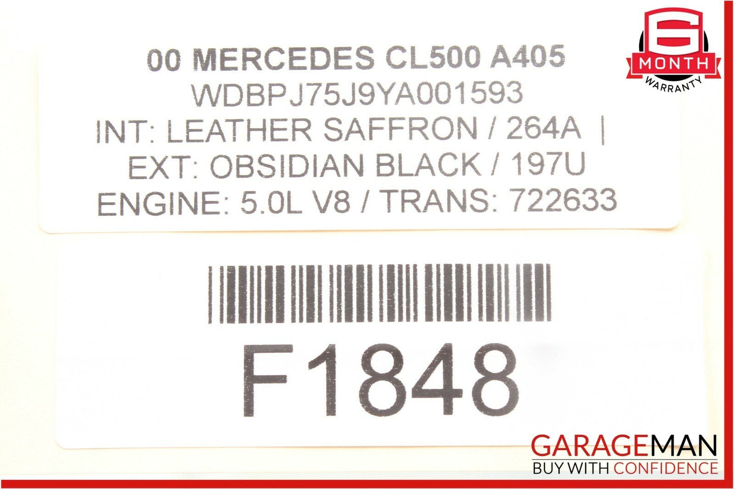 00-02 Mercedes CL500 S55 AMG Steering Column Combination Switch Assembly Beige