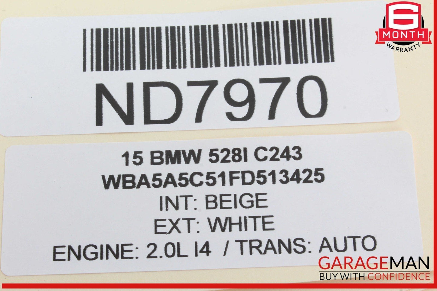 11-16 BMW 528i 535i 550i F10 Front Right Passenger Side Window Regulator Motor