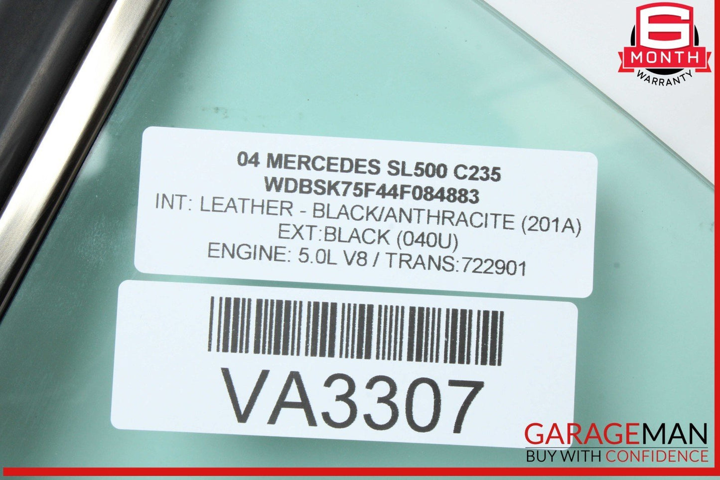 03-12 Mercedes R230 SL500 SL55 AMG Rear Left Side Quarter Window Glass OEM