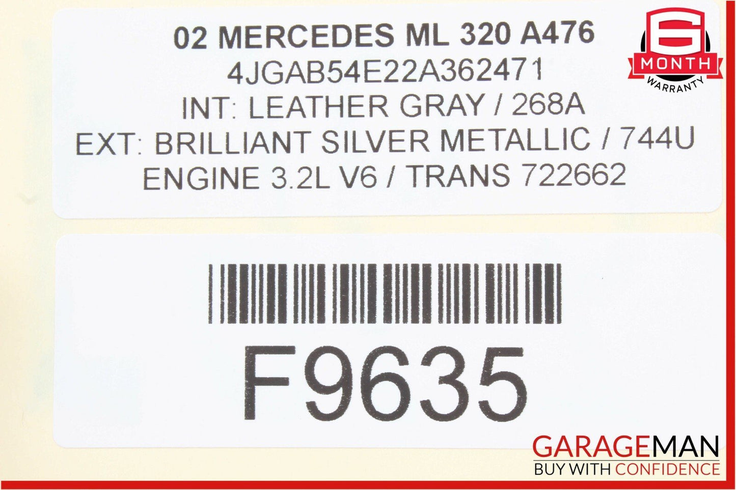 98-05 Mercedes W163 ML320 Left Side Rocker Skirt Molding Moulding Panel Silver
