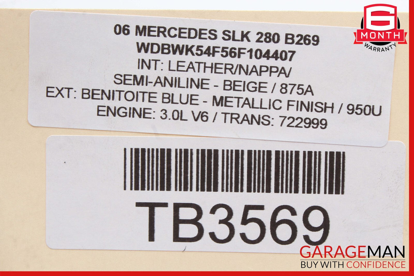 06-11 Mercedes R171 SLK280 Engine Motor Brake Vacuum Pump 2722300265 OEM