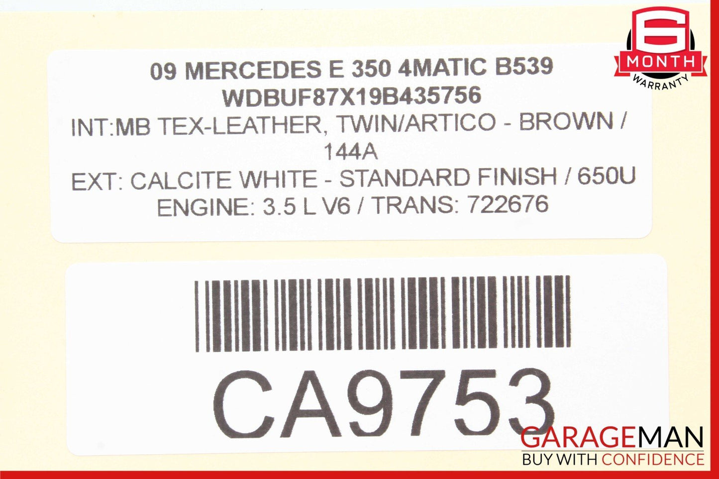 07-09 Mercedes W211 E350 E550 E63 AMG Interior Rear View Mirror Brown OEM