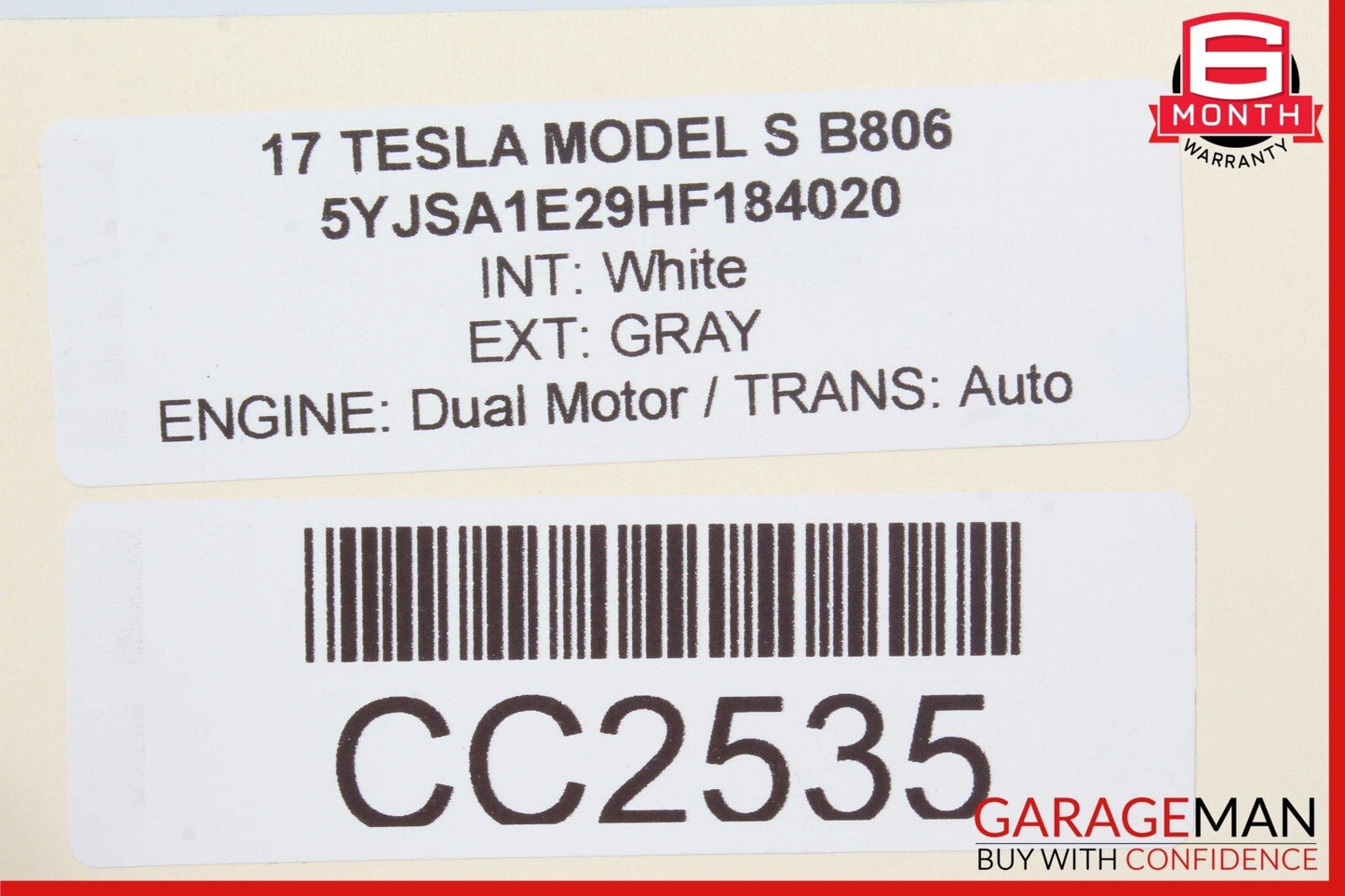 16-20 Tesla Model S Front Right Side Top Upper Seat Cushion Cover White OEM