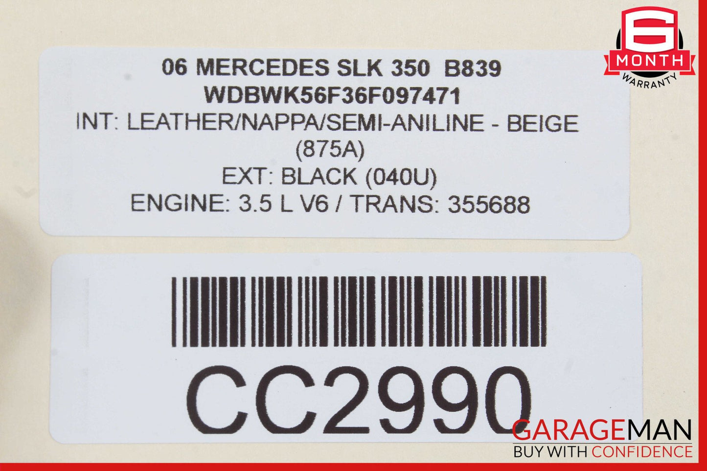 05-11 Mercedes R171 SLK350 Exterior Front Right Door Shell Black OEM