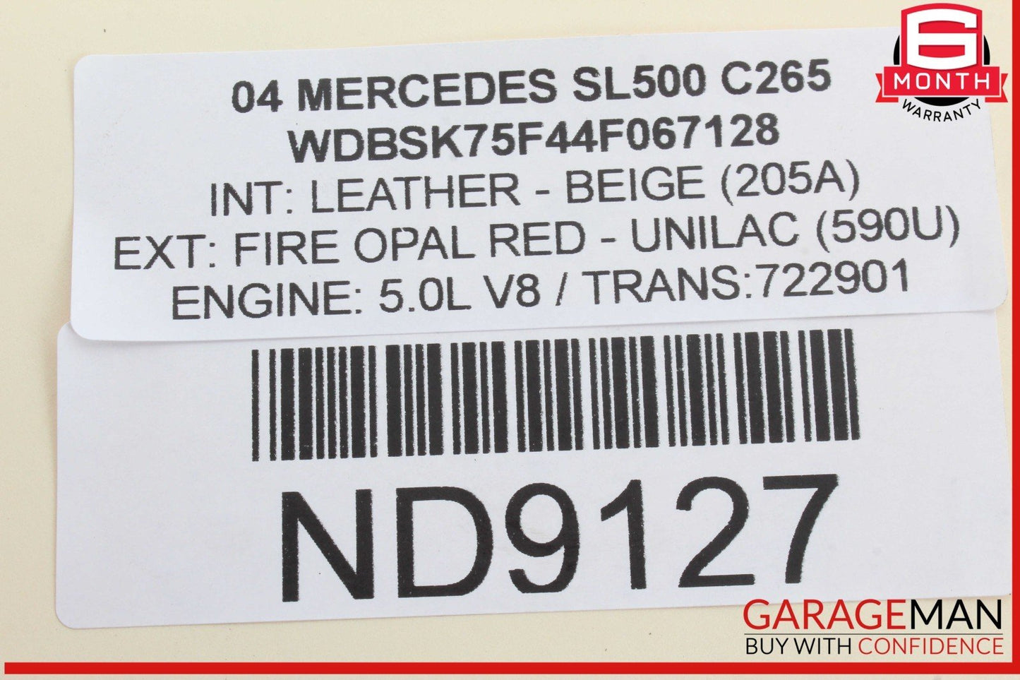 03-12 Mercedes R230 SL500 Right Convertible Top Main Drive Lift Cylinder OEM