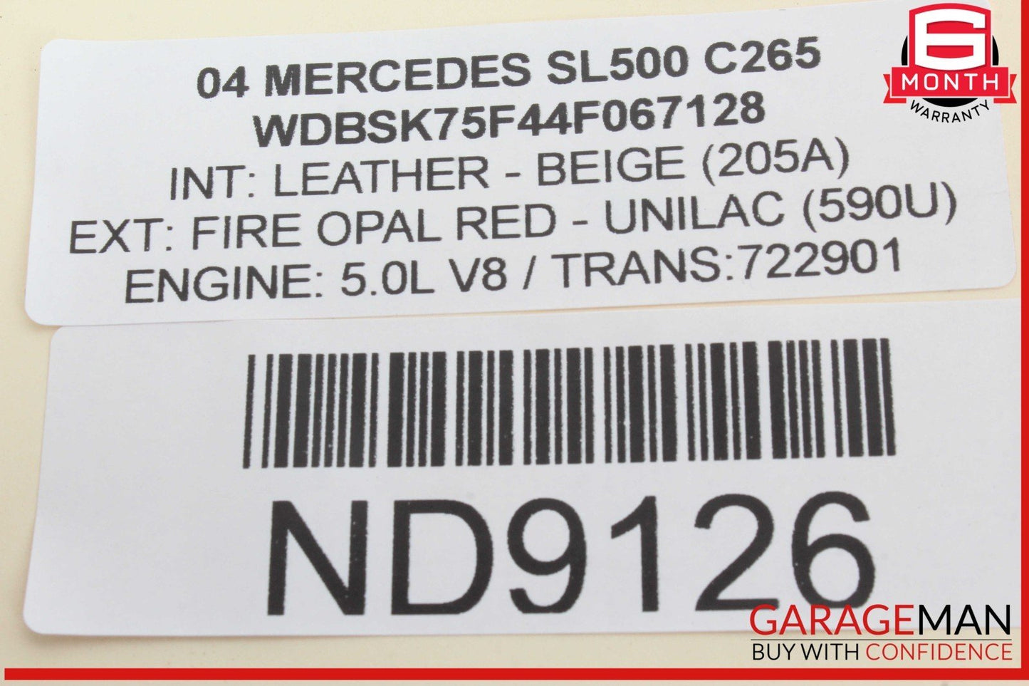03-12 Mercedes R230 SL500 Convertible Left Main Top Drive Lift Cylinder OEM