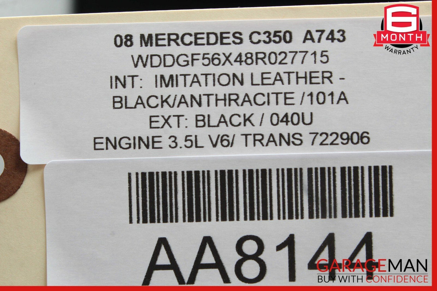 08-11 Mercedes W204 C350 Rear Right Passenger Interior Door Panel Trim Black OEM