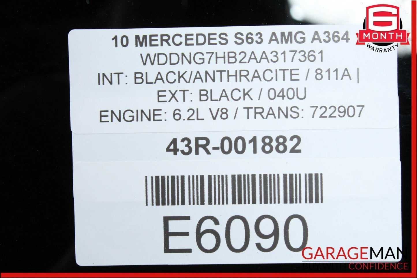07-13 Mercedes W221 S400 S600 S63 AMG Rear Pano Panoramic Roof Glass Panel OEM