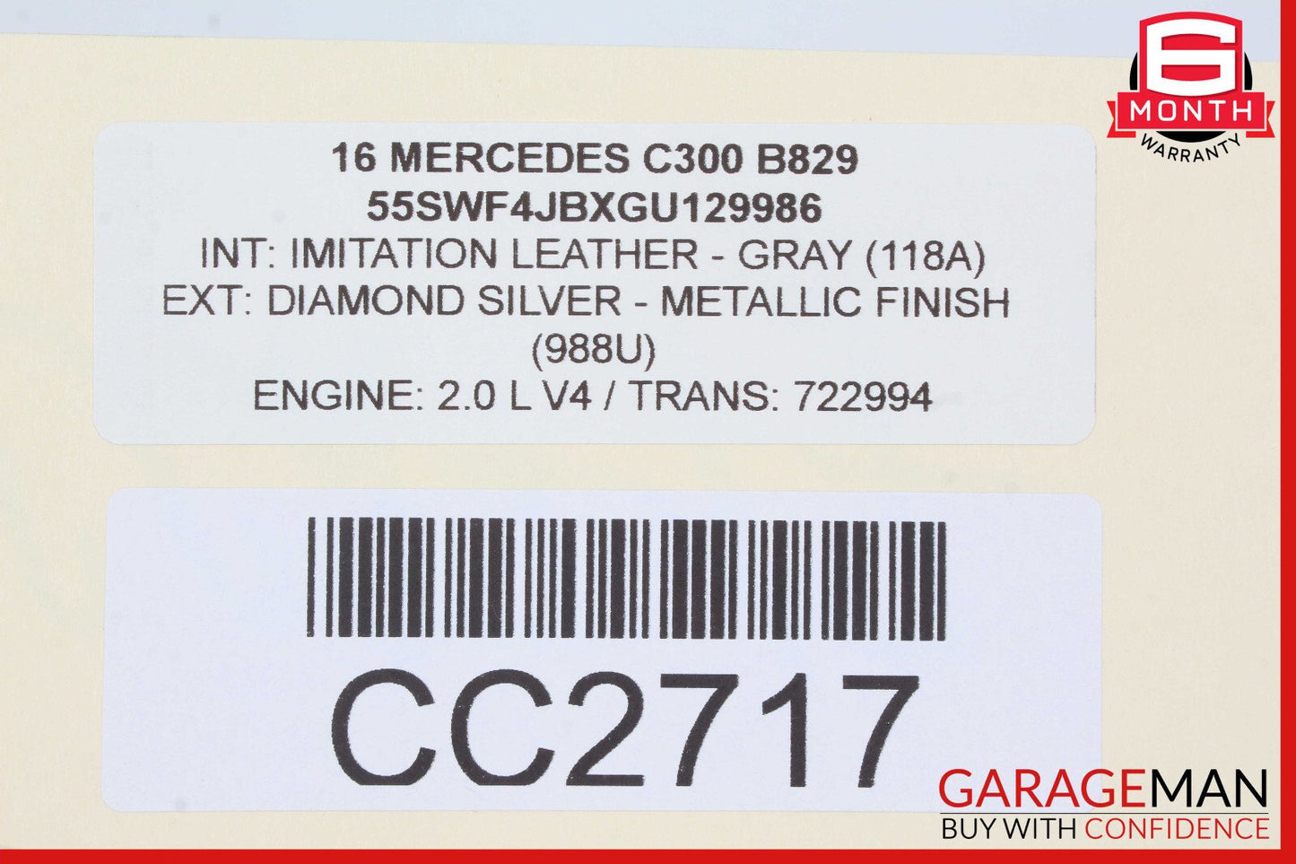 15-17 Mercedes W205 C300 C350e Top Upper Seat Cushion Front Right or Left Side