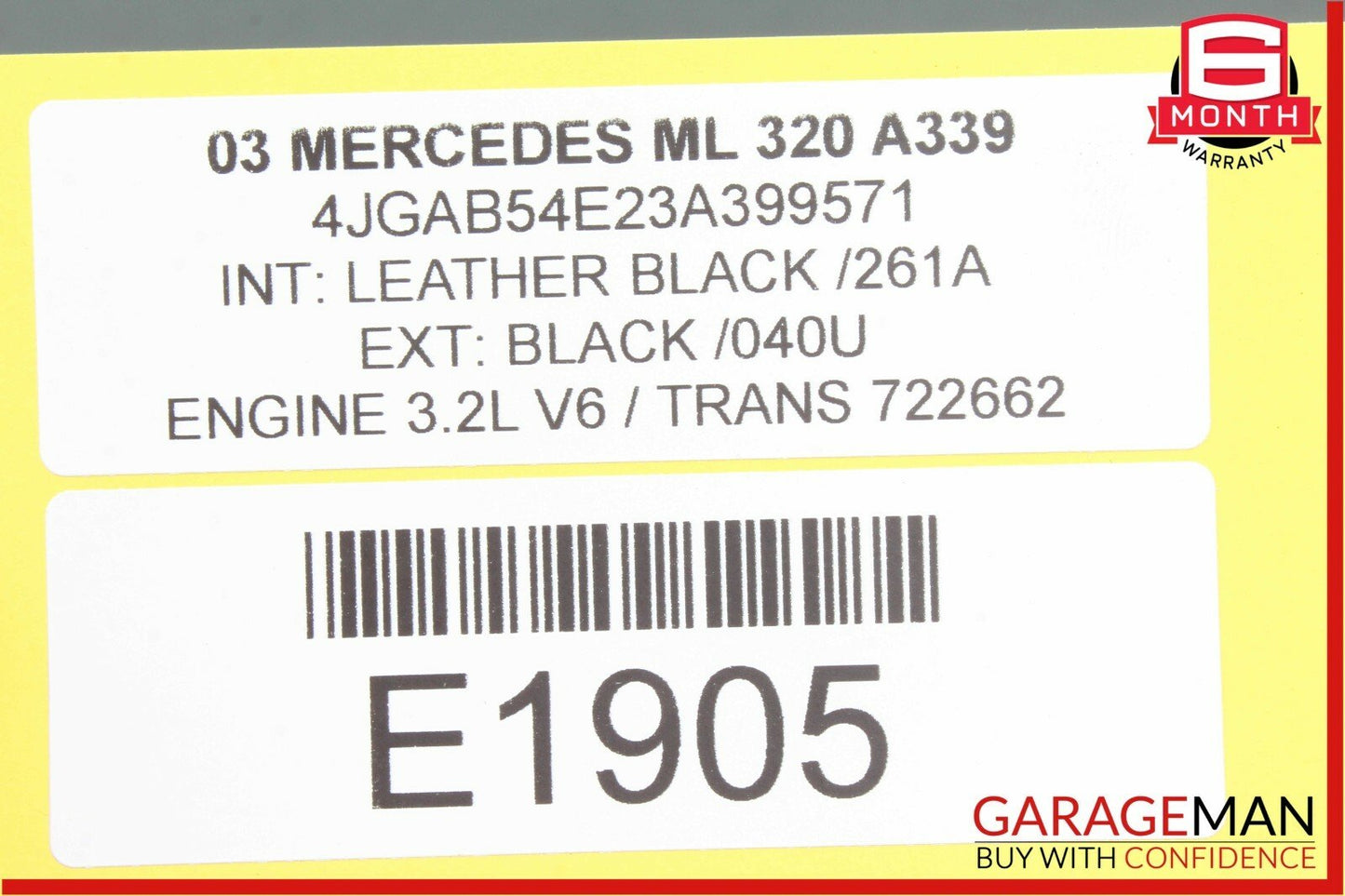 98-05 Mercedes W163 ML320 ML500 Rear Right Side Quarter Window Regulator Motor