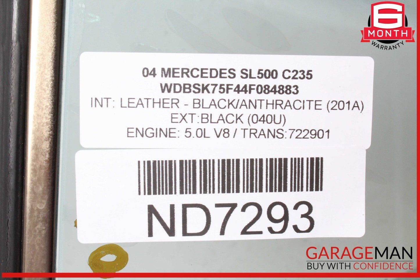 03-12 Mercedes R230 SL500 SL55 AMG Rear Left Side Quarter Window Glass OEM