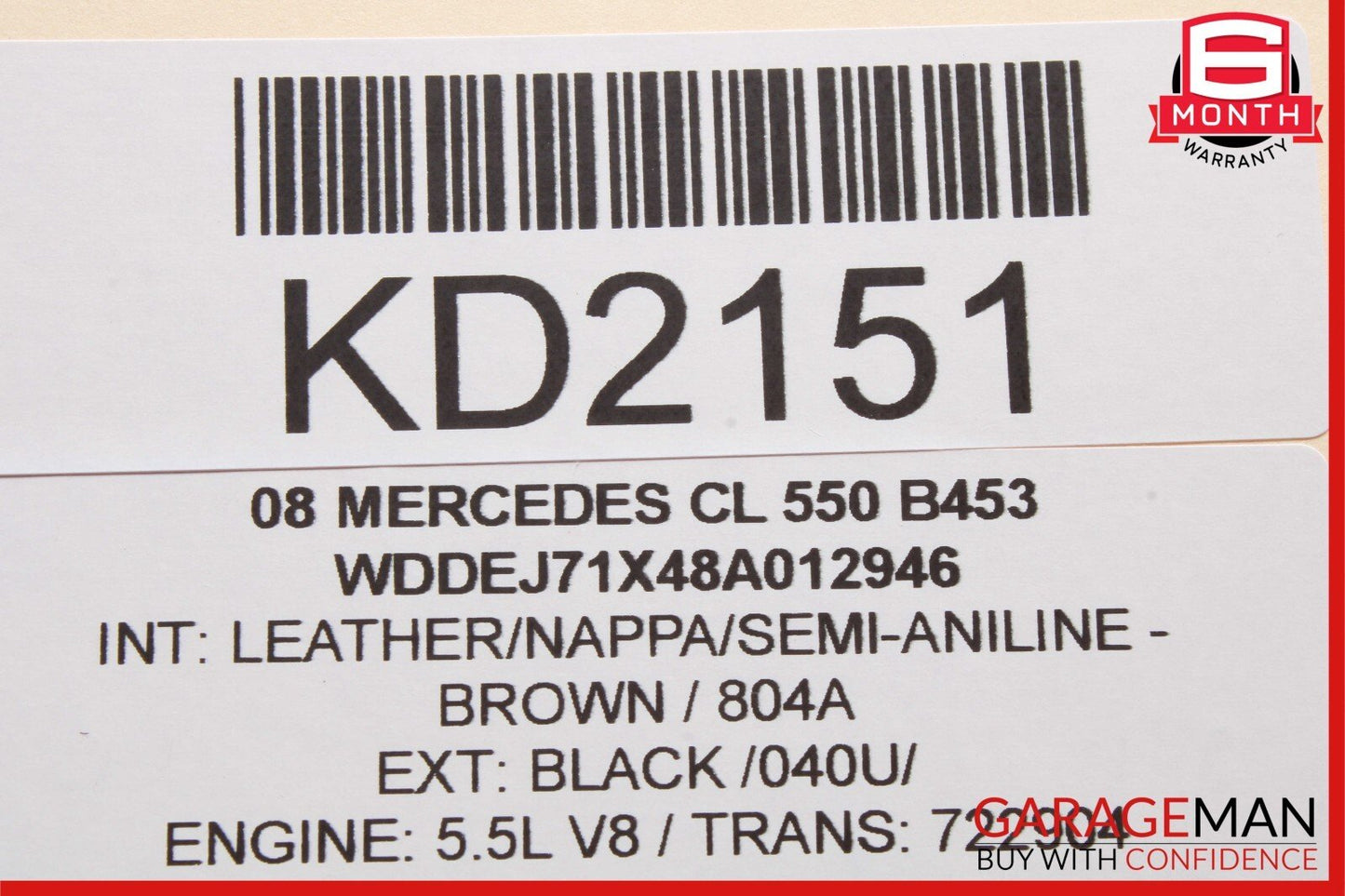 07-14 Mercedes W216 CL550 Rear Center Console AC A/C Air Vent Trim Assy Brown
